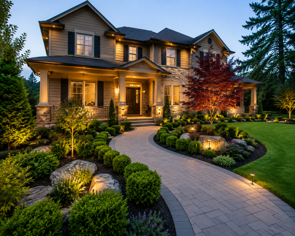 Professional landscaping adding curb appeal to a Michigan home - Andy's Landscape Services
