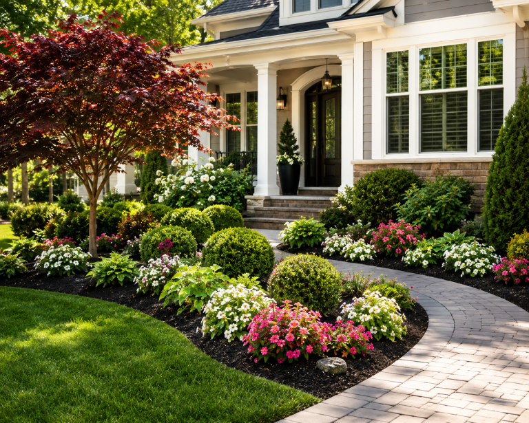 Front yard landscaping ideas adding curb appeal to a Michigan home