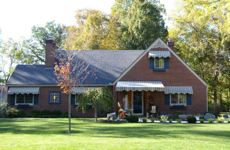 Michigan home and lawn in fall for an October landscaping checklist