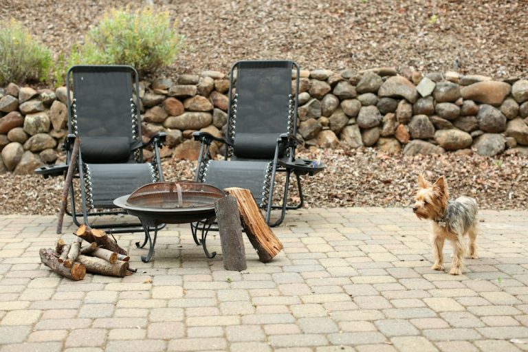 Paver patio with seating area for Southeast Michigan backyard project